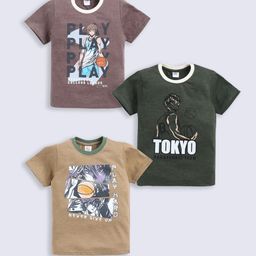 Here&Now X Game Begins Boys Assorted Pack Of 3 Printed T-shirts-19