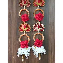Nutts 2-Pcs Red & Yellow Wooden Lotus Hanging FestiveDecor-image-98