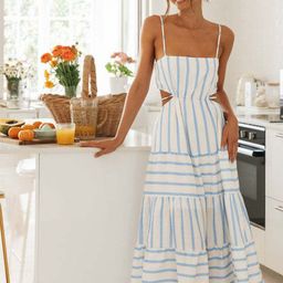 Mast & Harbour Striped Fit & Flare Midi Dress-image-53
