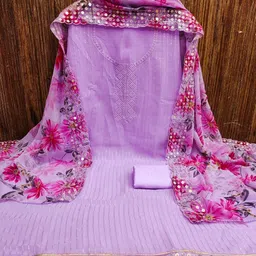 HERE&NOW Women Purple Poly Georgette Unstitched Dress Material-picture-23