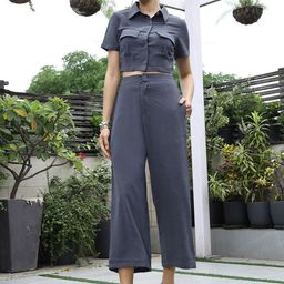 plusS Women Solid Short-Sleeve Shirt With Trouser Co-Ords-picture-32