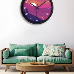 OLIVE TREE Black & Purple Printed Contemporary Wall Clock-image-90