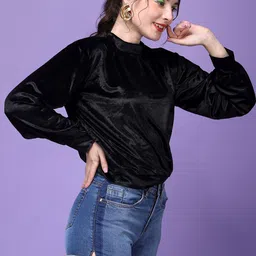 Popwings Kimono Sleeve Velvet Crop Top-picture-28