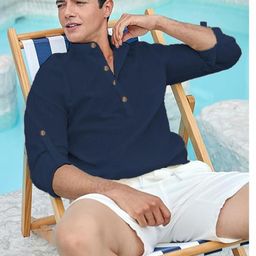 AMRIT TOP WEAR Men Mandarin Collar Cotton Kurta-image-50