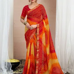 HERE&NOW Bandhani Pure Chiffon Saree-picture-48