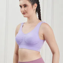 SECRETS BY ZEROKAATA Pack Of 2 Assorted Solid Full Coverage Lightly Padded Workout Bra image 2