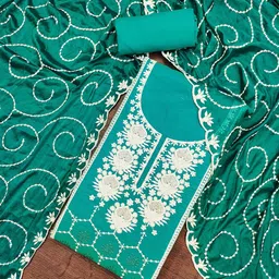 SAINOOR Floral Embroidered Chanderi Silk Sequinned Unstitched Dress Material-image-71