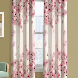 Steve & Anderson Bliss Set of 2 Bliss Pink And Blue Black Out Long Door Curtain (9Feet)-2