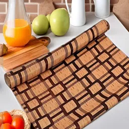 REVEXO Brown Printed Water-Resistant PVC Shelf Liner-5
