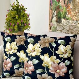 Blue Grass Black And Yellow 2 Pieces Abstract Printed Velvet Square Cushion Covers-image-94