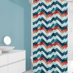 ArtzFolio Blue & Red Geometric Printed Waterproof Shower Curtain-13