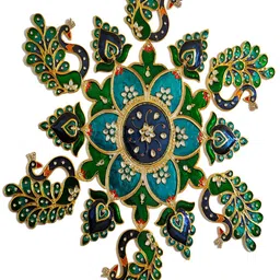 Kala Samarpan Blue & Green Metal Rangoli With Centerpiece-image-67