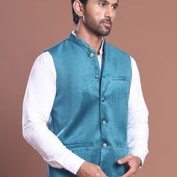 Anouk Printed Kurta With Pyjama & Nehru Jacket image 3
