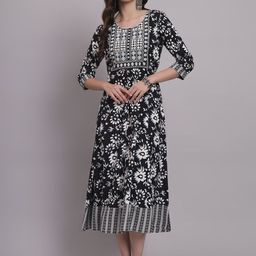 aayusika Embroidered Fit & Flare Ethnic Dress-image-55