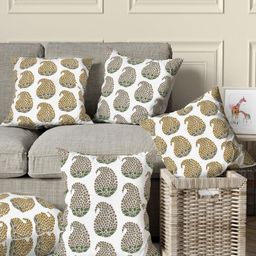 Trance Home Linen Gold-Toned & White Set of 5 Floral Square Cushion Covers-18
