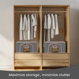 Kuber Industries Grey 5 Pieces Reusable Foldable Drawer Organisers With Handles 66Ltr image 3