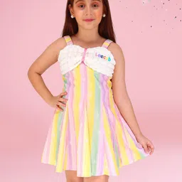 CUTECUMBER Girls Striped Applique Fit & Flare Dress-image-14
