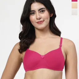 LILY Women Pack of 3 Solid Bra Full Coverage Heavily Padded-35