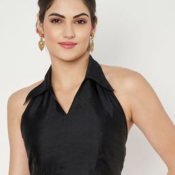 studio rasa Sheen Styled Back Crop Top-image-88