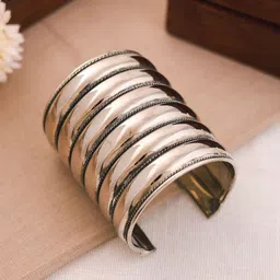 VIRAASI Women Brass Silver-Plated Cuff Bracelet-24