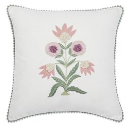 haus & kinder White & Green Floral Embroidered Square Cushion Covers-image-60