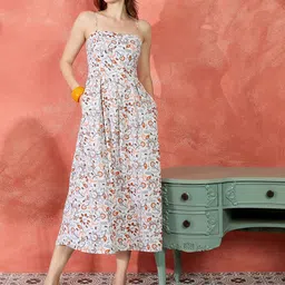 IVY BY KIBO Women Floral Print Shoulder Straps Fit and Flare Dress-image-48