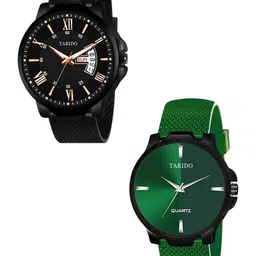 TARIDO Men Pack of 2 Patterned Dial & Textured Straps Analogue Watch td9540nld0105-3