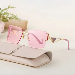 HASHTAG EYEWEAR Unisex UV Protected Lens Rimless Square Sunglasses-image-76