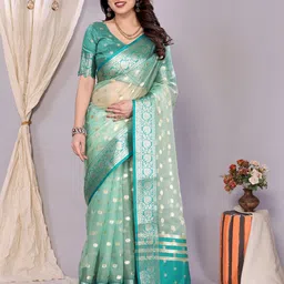 yourwish Ethnic Motifs Zari Organza Khadi Saree-picture-23