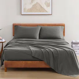 LANE LINEN Black 144 TC Queen Bedsheet with 2 Pillow Covers-picture-3