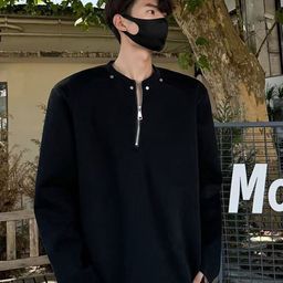 StyleCast x Revolte Men Solid Mandarin Collar Sweatshirt-picture-23