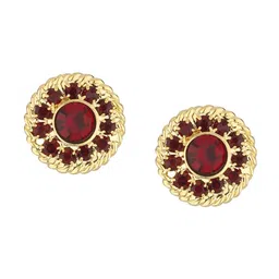 FirstBlush Gold-Plated Artificial Stones Studded Circular Shaped Non Pierced Studs-17