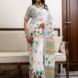 KALINI Floral Linen Blend Saree-image-82