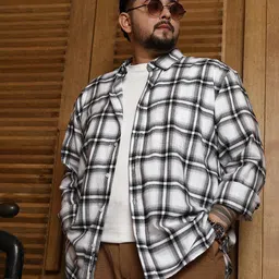 Instafab Plus Men Comfort Opaque Checked Casual Shirt-image-36