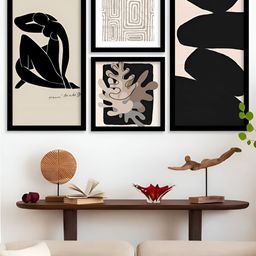 Kotart Black Beige & Off White 4 Pieces Abstract Wooden Wall Arts-picture-49