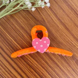 Radhya Accessories Women Fabric Wrapped Acrylic Heart Hair Claw-image-76