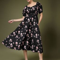 Chemistry Floral Print Puff Sleeve Crepe Fit & Flare Maxi Dress-image-63