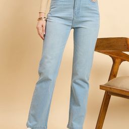 Mast & Harbour Women Straight Fit High-Rise Cotton Jeans-picture-0