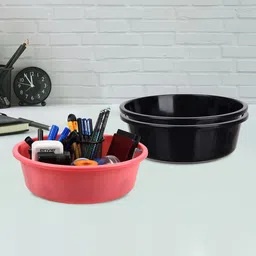 Kuber Industries Pink 3 Pieces Multipurpose Storage Tub Organizer 6L-21