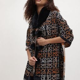 The Roadster Life Co. Abstract Self-Design Faux Fur Detail Longline Shrug with Tassels-picture-42