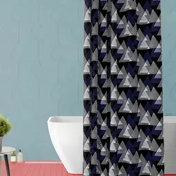 ArtzFolio White & Blue Printed Waterproof Shower Curtain-5
