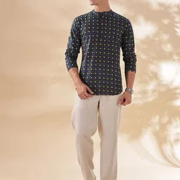 Anouk Men Geometric Printed Thread Work Kurta-10