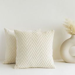 HOMEMONDE Off White Set of 2 Geometric Square Cushion Covers-image-49