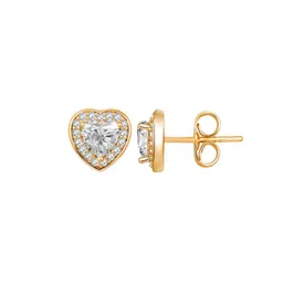 Peora Gold Plated Cubic Zirconia Studded Heart Shaped Studs image 5
