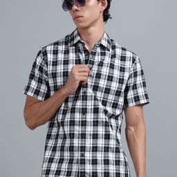 RIGS AND RAGS Men Classic Fit Tartan Checked Spread Collar Cotton Casual Shirt-image-53