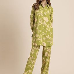Moomaya Floral Printed Shirt & Trouser Co-Ords-image-76