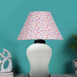 Devansh Multicoloured Printed Glass Traditional Frusturical Shaped Table Lamp-25