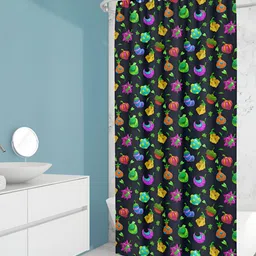 ArtzFolio Black & Green Printed Waterproof Shower Curtains-2