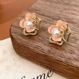 Krelin Gold-Plated Pearls Studded Floral Shaped Studs-16