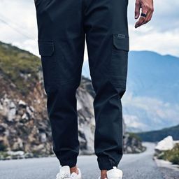 VOOTER Men Solid Relaxed Fit Cargos Trousers-image-11